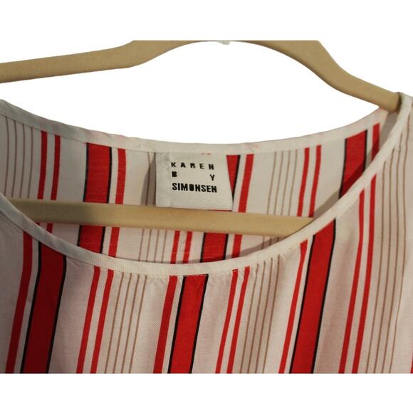 Karen by Simonsen Red & White Striped Oversized Top sz 38 (M) WT1 - Picture 4 of 5